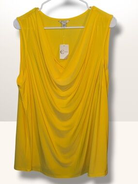 CEST 1946 Yellow Draped Sleeveless Top